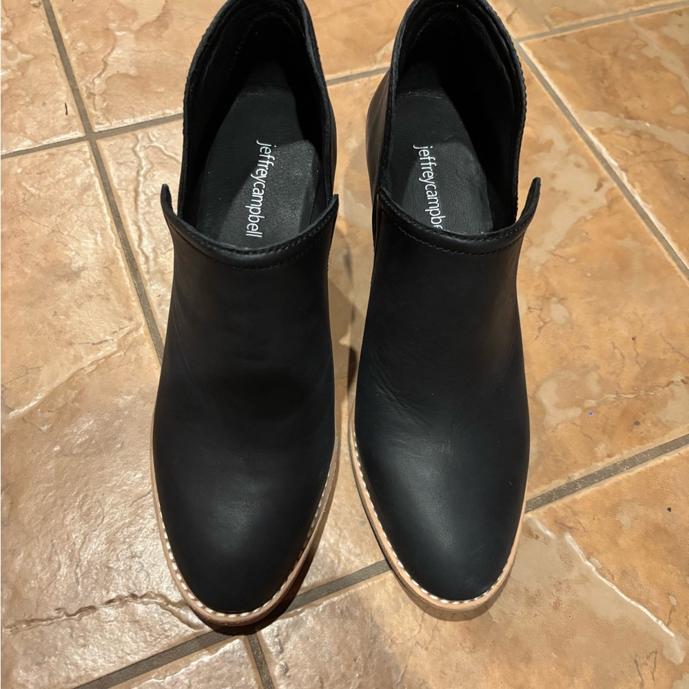 Jeffrey Campbell Black Leather Ankle Booties